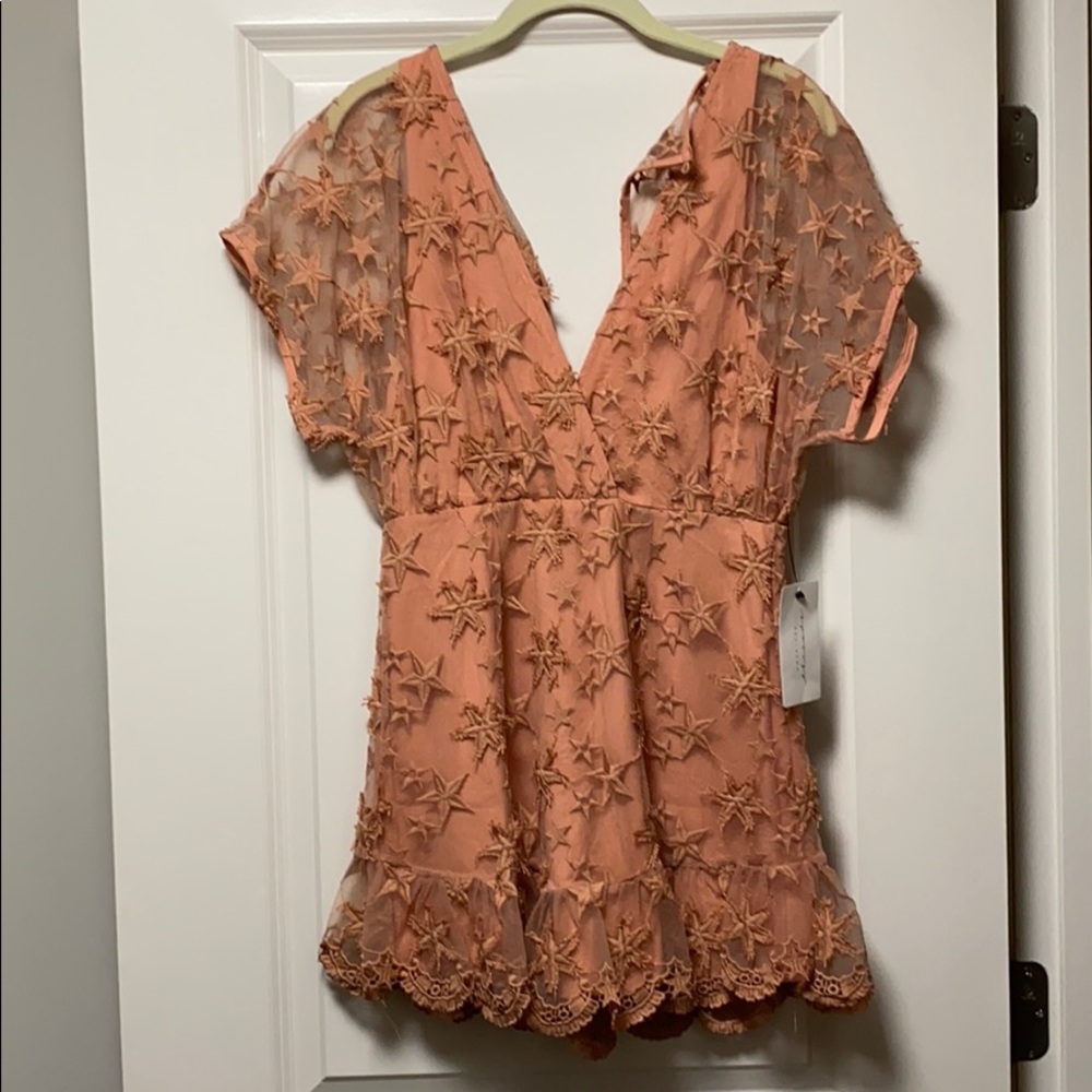 American Threads mesh star print dress